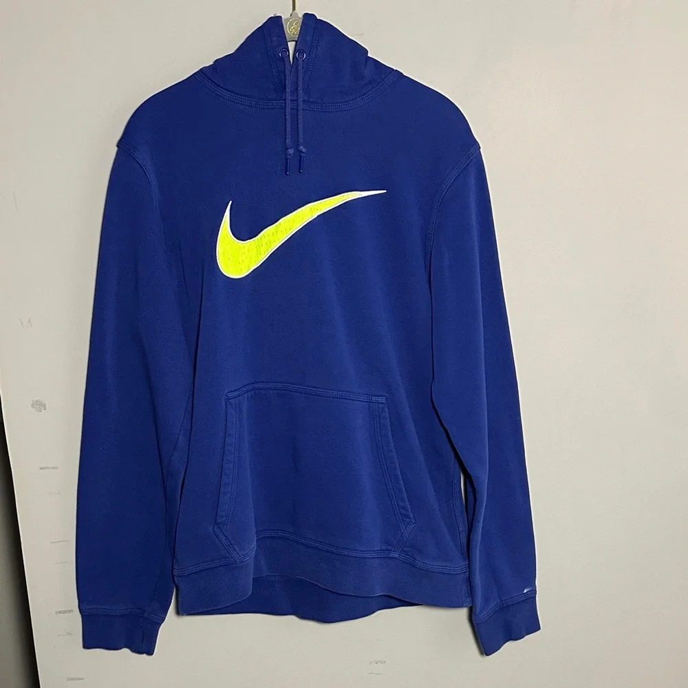 Nike Royal Blue Hoodie with Neon Yellow mesh jersey Swoosh